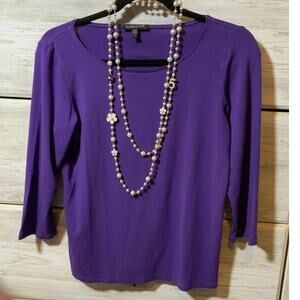 Eileen Fisher Petite Purple 3/4 Sleeve Top - Size PS